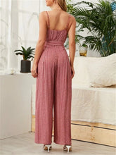 Load image into Gallery viewer, Striped Jumpsuit with V Neck