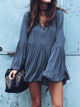 Load image into Gallery viewer, Holiday Fashion Long Sleeve Solid Color Pleated Dress