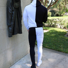 Load image into Gallery viewer, Men'S Black And White Color Matching Sports Suit
