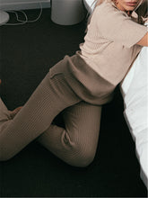 Load image into Gallery viewer, Round Neck Short Sleeve Knitted Loose Suit