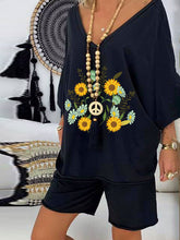 Load image into Gallery viewer, V-neck Print Top Shorts Casual Suit