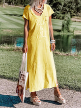 Load image into Gallery viewer, Short Sleeve V-Neck Stripe Print Dress