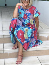 Load image into Gallery viewer, Printed Short Sleeve Round Neck Casual Dress