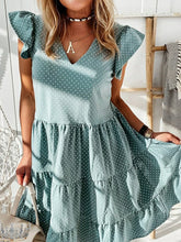 Load image into Gallery viewer, Solid Color V-neck Ruffled Dress