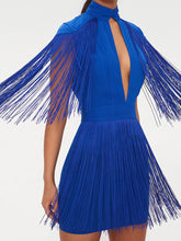 Load image into Gallery viewer, Tassel Cap Sleeve Plunge Bodycon Dress