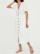 Load image into Gallery viewer, V-neck Net Color Short Sleeve Dress