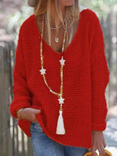 Load image into Gallery viewer, V-Neckline Solid Casual Loose Shift Sweaters
