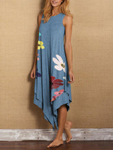 Load image into Gallery viewer, Casual Loose Round Neck Short Sleeve Irregular Romantic Floral Dress