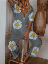 Load image into Gallery viewer, Casual Button Daisy Print Jumpsuit