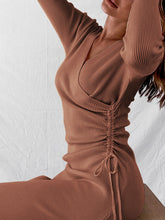 Load image into Gallery viewer, V-neck Long Sleeve Knitted Dress