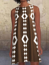 Load image into Gallery viewer, Geometric Pattern A-line Retro Print Pocket Casual Dress