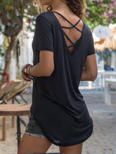 Load image into Gallery viewer, Fashion V-Neck Short Sleeve Back Cutout T-Shirts
