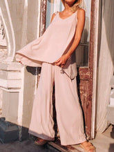 Load image into Gallery viewer, Casual Loose Solid Color Sling V-neck Two-piece Suit