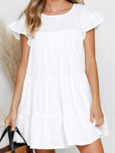 Load image into Gallery viewer, Fashion Casual Solid Color Short Sleeve Dress