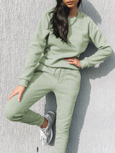 Load image into Gallery viewer, Casual Loose Solid Color Round Neck Two-piece Suit