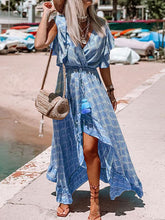 Load image into Gallery viewer, V-neck Ruffled Printed Maxi Dresses