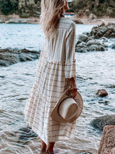 Load image into Gallery viewer, V-Neck Striped Bohemian Long Sleeve Dress