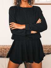 Load image into Gallery viewer, Solid Color Long Sleeve Top Loose Shorts Casual Suit