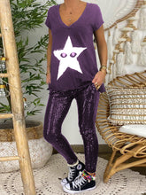 Load image into Gallery viewer, Fashion Casual Loose Star Top Sequin Pants Set