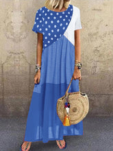 Load image into Gallery viewer, Spliced round Neck Polka Dot Casual Dress