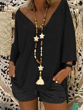 Load image into Gallery viewer, Casual Loose Solid Color Shirt Polka Dot Pants Two-piece Suit