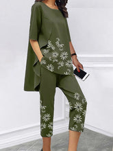 Load image into Gallery viewer, Loose Short-sleeved Casual Printed Short-sleeved Tops Cropped Trousers Two-piece Suit