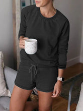 Load image into Gallery viewer, Casual Solid Color Round Neck Top Two-piece Suit