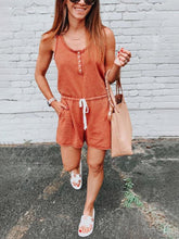 Load image into Gallery viewer, Button U Neck Pockets Romper