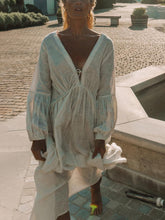 Load image into Gallery viewer, Retro Loose Long Sleeve V-neck Drawstring Casual Dress