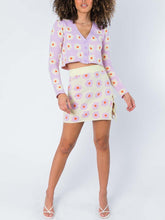 Load image into Gallery viewer, V-neck Floral Print Knit Suit