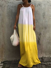 Load image into Gallery viewer, Bohemian Solid Color Stitching Suspender Maxi Dress