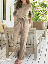 Load image into Gallery viewer, Casual Loose Round Neck Solid Color Long-sleeved Shirt Trousers Two-piece Suit