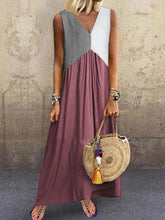 Load image into Gallery viewer, Tricolor Stitching Round Neck Casual Dress