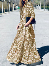 Load image into Gallery viewer, Retro Elegant V Neck Leopard Print Maxi Dress