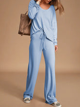 Load image into Gallery viewer, Casual Loose Solid Color Round Neck Two-piece Suit
