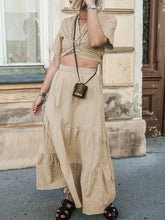 Load image into Gallery viewer, Fashionable Solid Color Short Sleeve V-neck Two-piece Suit