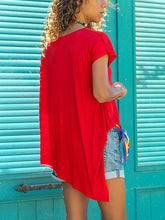 Load image into Gallery viewer, Loose V-Neck Short Sleeve T-Shirts with Irregular Hem