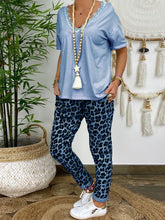 Load image into Gallery viewer, V-neck Lace Top Leopard Pants Casual Suit