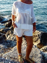 Load image into Gallery viewer, Round Neck Loose Perspective Short Sleeve Suit