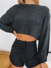 Load image into Gallery viewer, Pure Color Tops Casual Shorts Knit Set