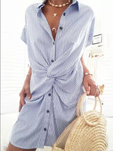 Load image into Gallery viewer, Casual Stripe Tunic V-Neckline Shift Dress