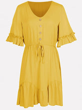 Load image into Gallery viewer, Lace-up Ruffled Casual Dress