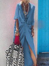 Load image into Gallery viewer, V-Neck Solid Color Casual Dress