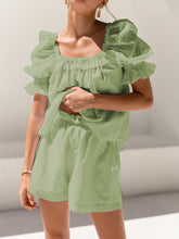 Load image into Gallery viewer, Casual Loose Solid Color Bubble Sleeve Two-piece Suit