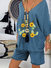 Load image into Gallery viewer, V-neck Print Top Shorts Casual Suit