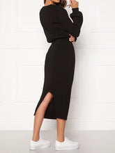 Load image into Gallery viewer, Round Neck Knitted Tight Fit Dress