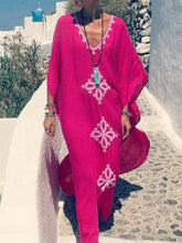 Load image into Gallery viewer, Exotic Style Embroidered Loose Maxi Dress with Tassel