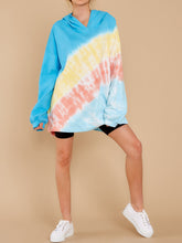 Load image into Gallery viewer, Casual Blue Multi Tie Dye Hoodie