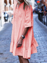 Load image into Gallery viewer, Half Sleeve Solid Crew Neck Casual Dresses