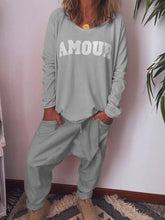 Load image into Gallery viewer, Simple Casual Loose Long Sleeve T-Shirt Top Pants Set